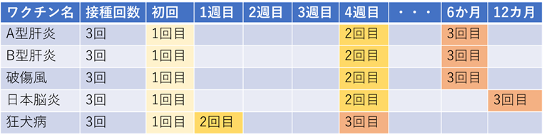 ワクチンの接種スケジュール